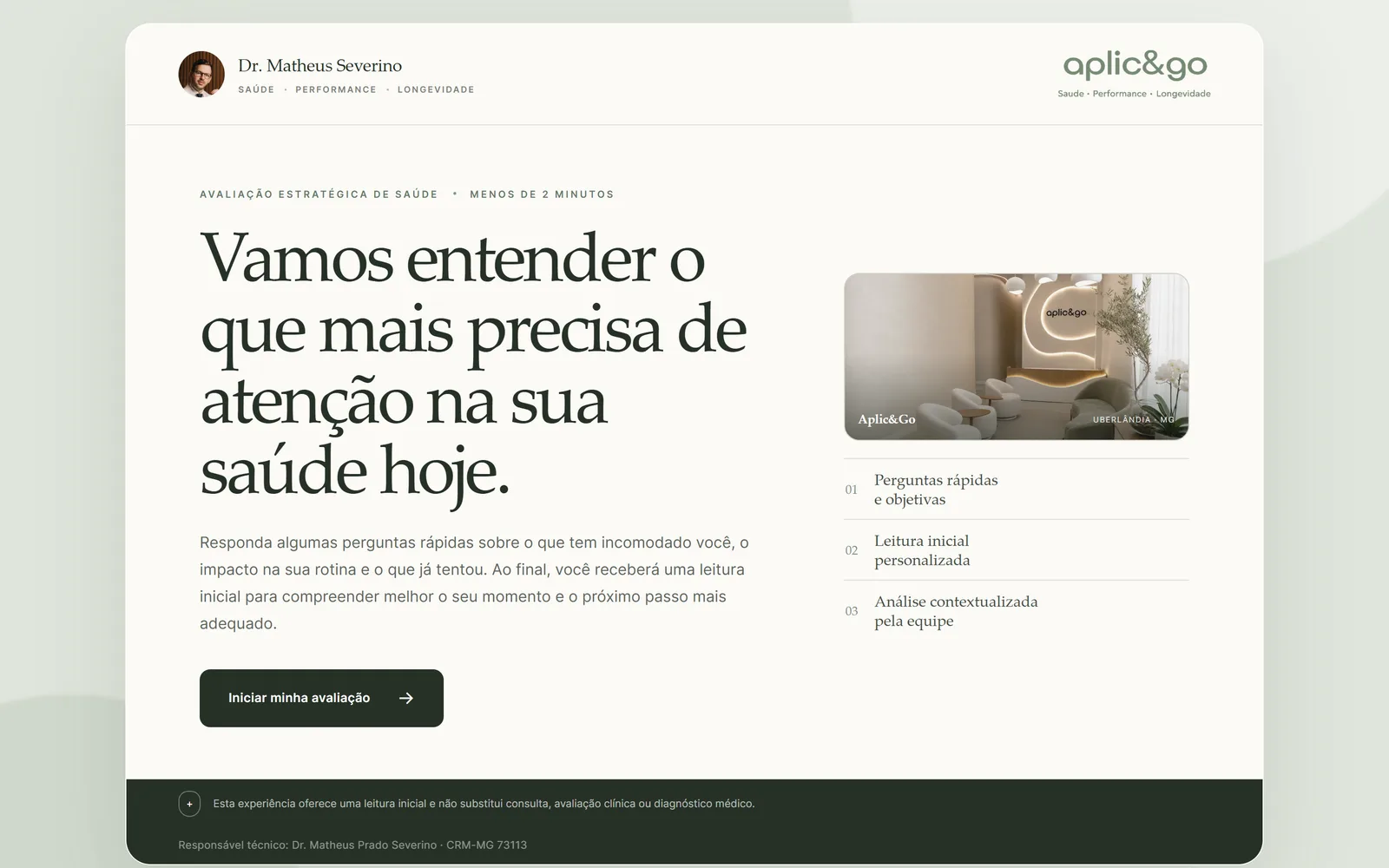 Avaliação Estratégica de Saúde — captura da página